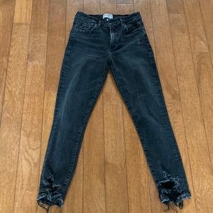 AGOLDE Sophie Crop Distressed High Rise Black Jeans - 27